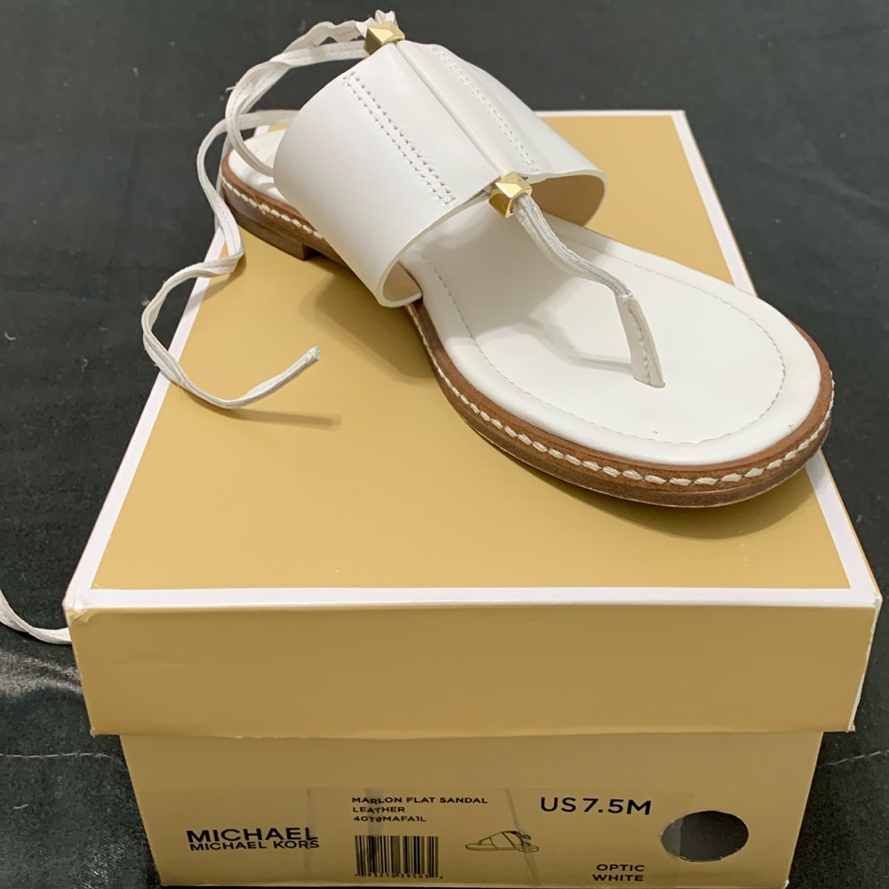 Michael Kors Marlon flat sandal leather-optic white
